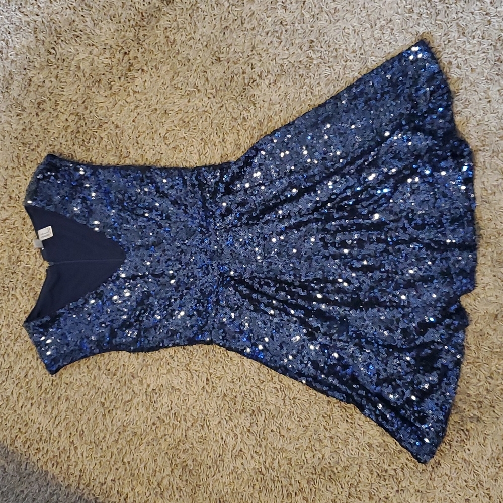Forever 21 Navy Blue Sequin Dress S